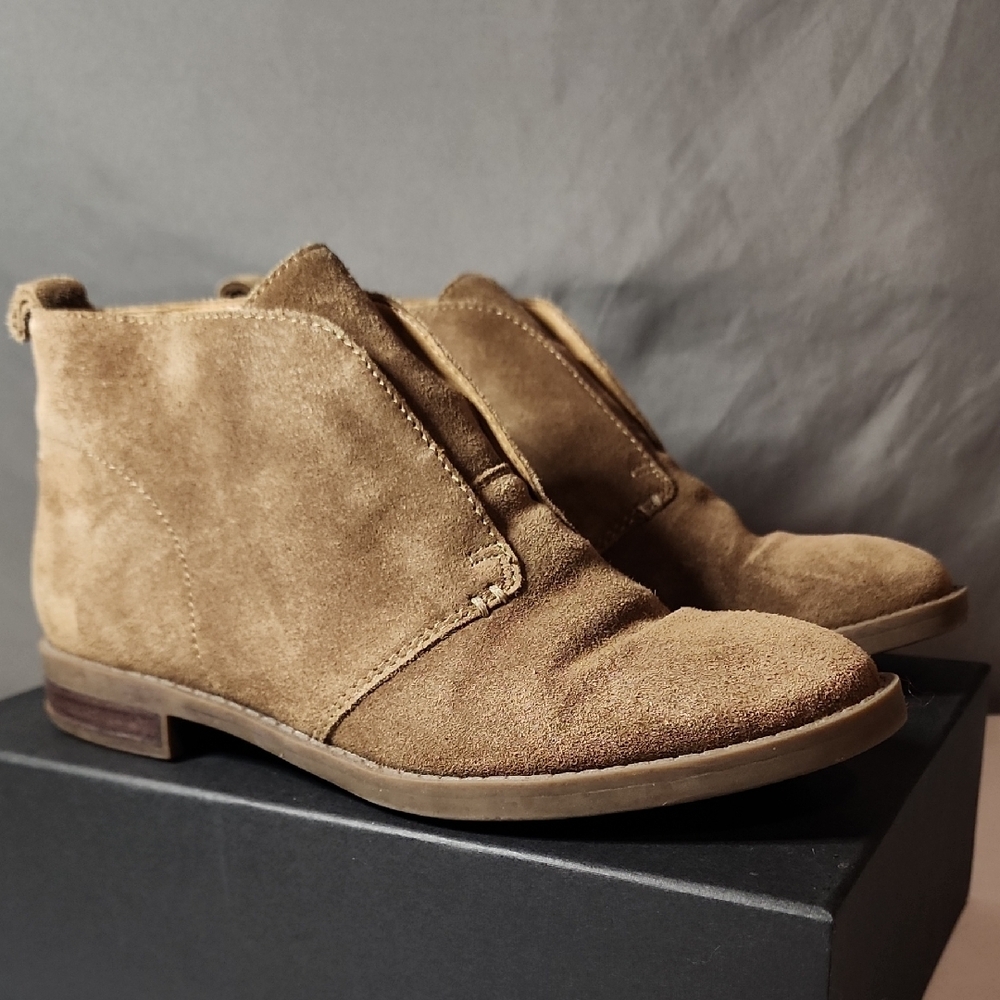 Franco Sarto Tan Suede Ankle Boots